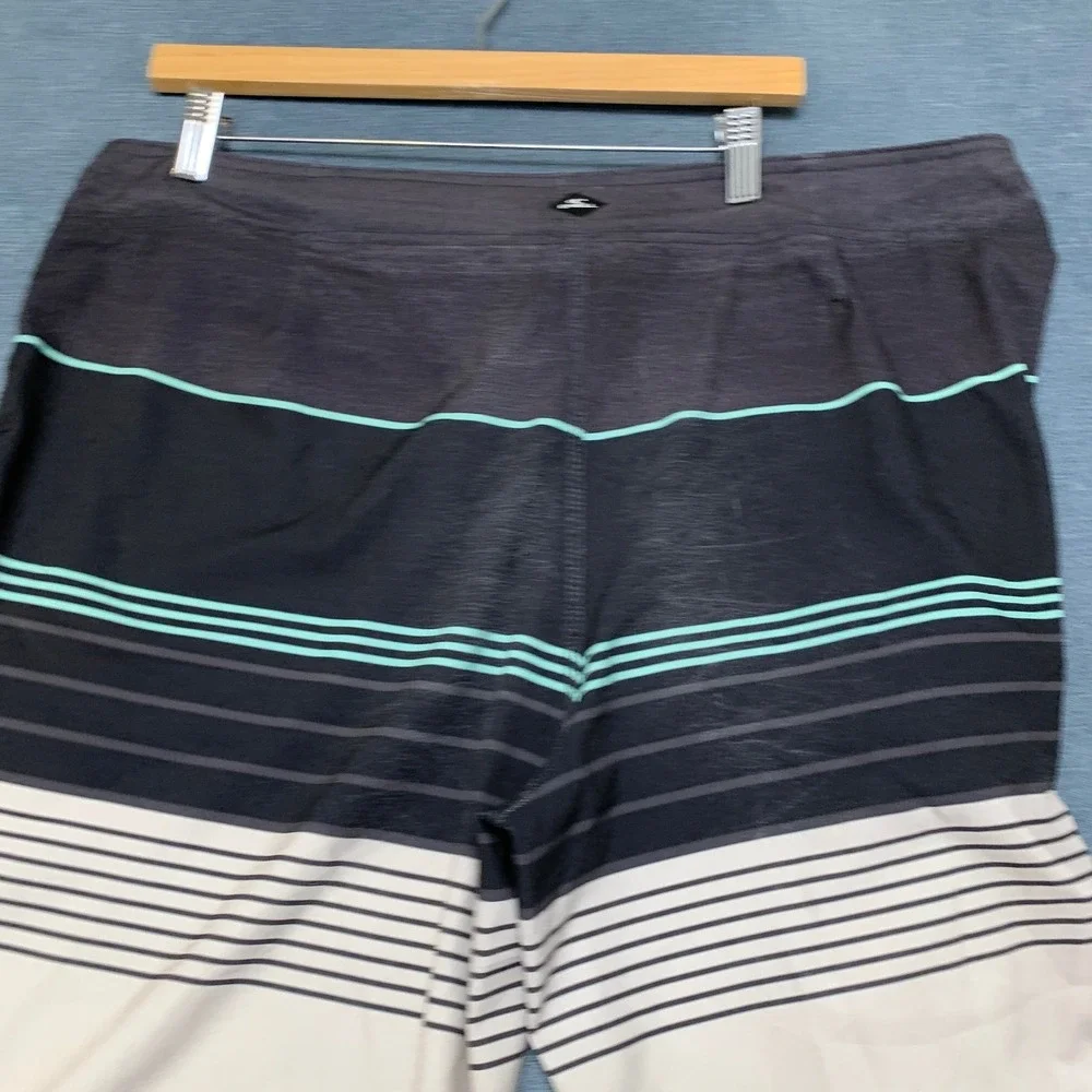 O'Neill Board Shorts Mens 38 Multicolor Logo Straight Leg Striped Summer Beach